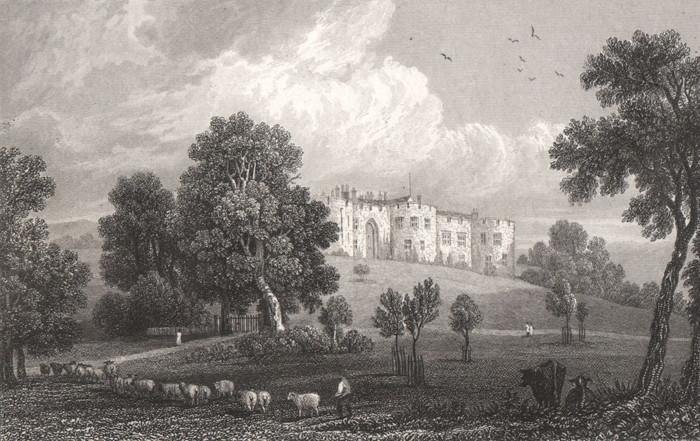 Chirk Castle, Denbighshire, Wales, by Henry Gastineau 1835 old antique print